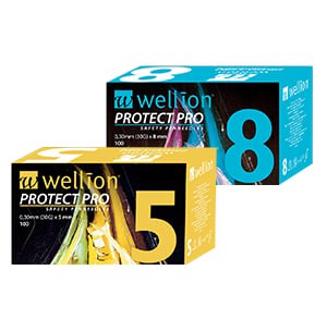 Безпечні голки для інсулінових шприц-ручок Wellion PROTECT PRO 8mm №100